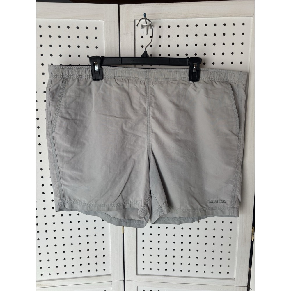 Men's 40 L.L. Bean Nylon Mesh Lined Beige Swim Shorts Trunks Active Hiking